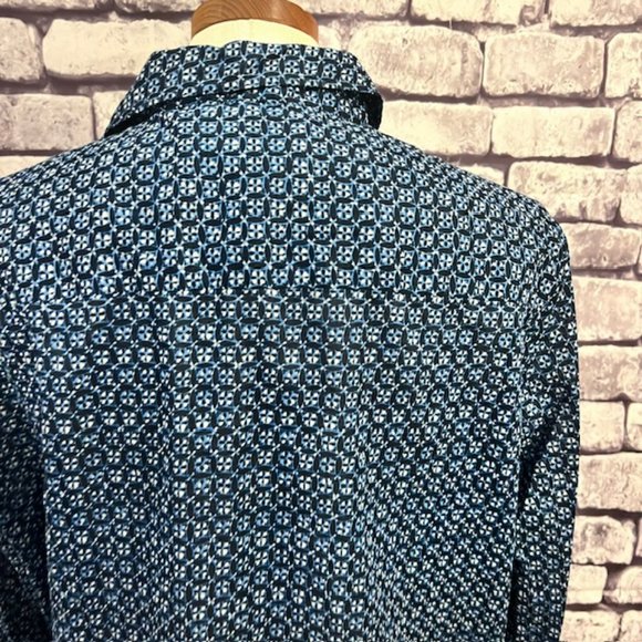 Michael Kors Blue & White Long Sleeve Blouse Size L - Picture 6 of 9